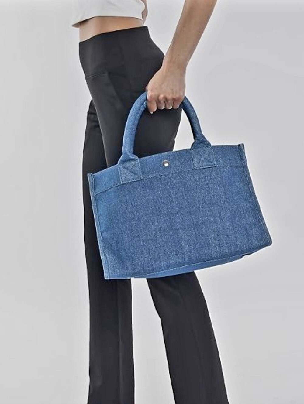 Clara NYDenim-Style Blue Tote Bag - Picture 8 of 9